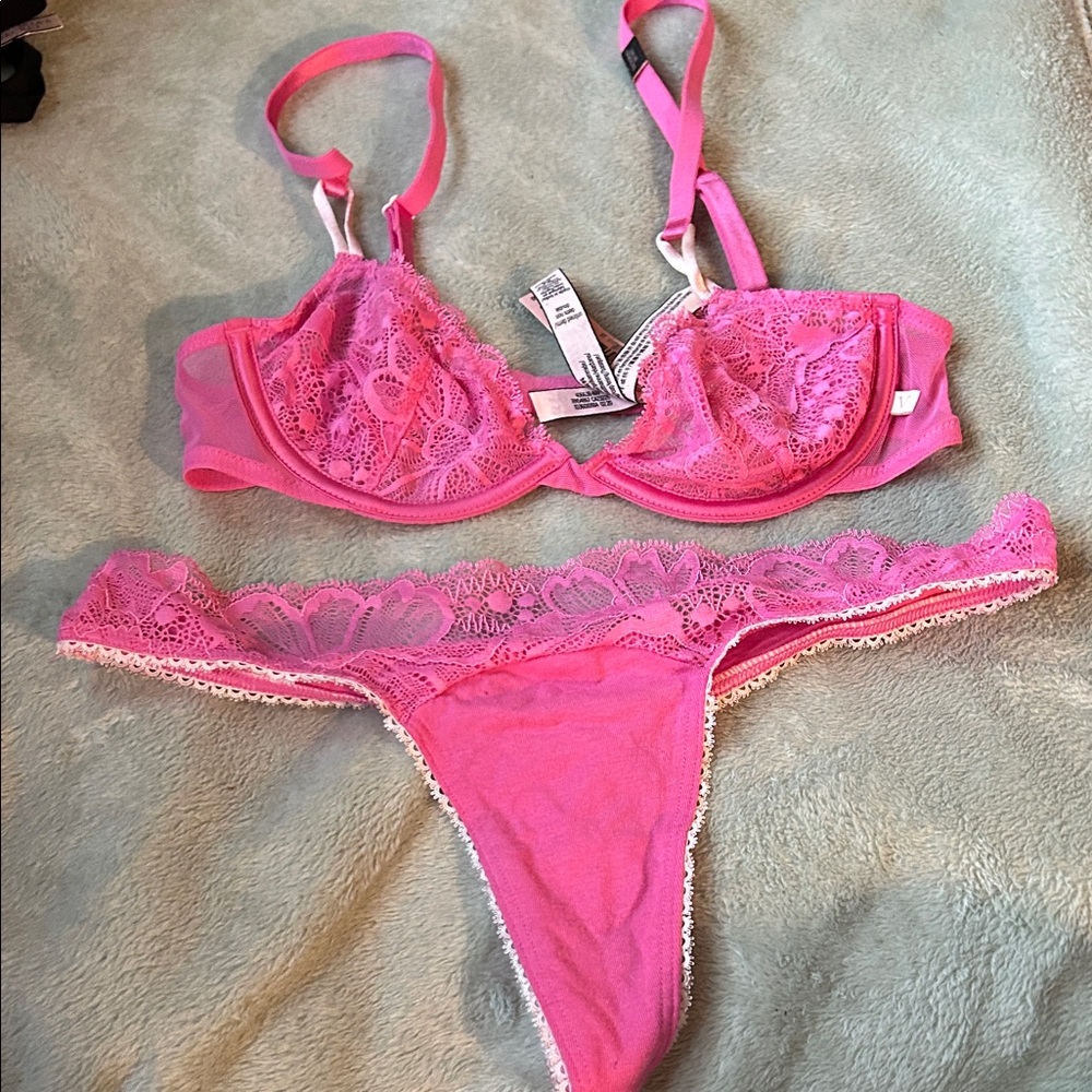 Victoria's Secret Pink Lace Bra and Panty Set